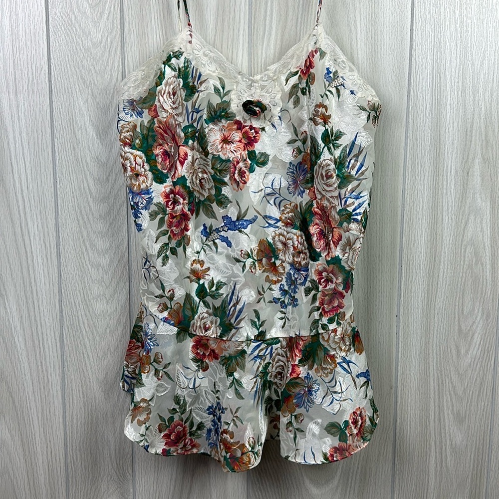 Victorias Secret Womens Chemise Gold Label Medium Floral Metallic Embroider Slip